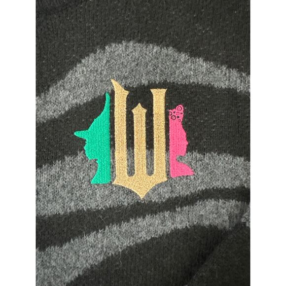 New Wicked Black Gray Zebra Stripe Button-Up Cardigan Sweater Small - Picture 5 of 6